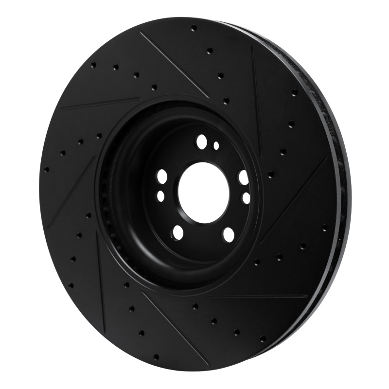 Mercedes-Benz GLE450e Brake Rotor (1) - Front Left - R1 Concepts - Drilled & Slotted - Black - `20-`26